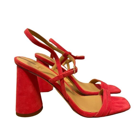 Sam Edelman Kit Dahlia Pink Square Toe Slingback Cylindrical Block Heel Sandals - Picture 2 of 6